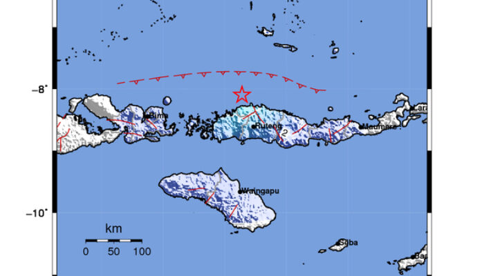Info Gempa Mag: 4.9 – Pusat gempa berada di laut 61 km utara Ruteng, Manggarai
