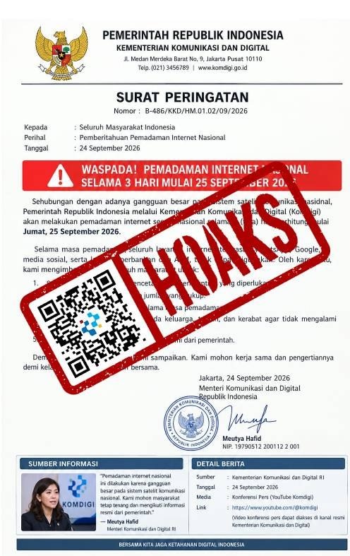 Angga Raka Prabowo Kejar Pembuat Hoaks Pemadaman Internet Nasional 25-27 September 2026 Hoaks Menteri Komdigi