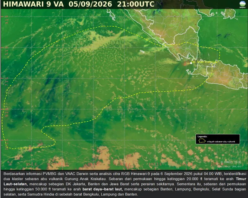 Sebaran Abu Vulkanik Gunung Anak Krakatau 1788646868835