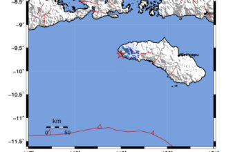 Info Gempa Mag: 3.9 – Pusat gempa berada di laut 6 Km selatan Kodi, Sumba Barat Daya