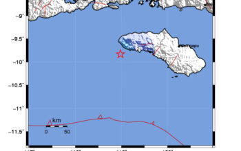 Info Gempa Mag: 4.3 – Pusat gempa berada di laut 27 km selatan Kodi, Sumba Barat Daya