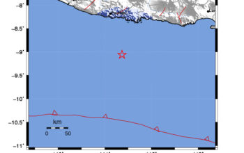 Info Gempa Mag: 4.5 – Pusat gempa berada di laut 103 km selatan Pacitan
