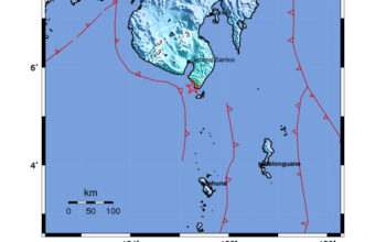 Info Gempa Mag: 5.4 – 221 km BaratLaut PULAUKARATUNG-SULUT